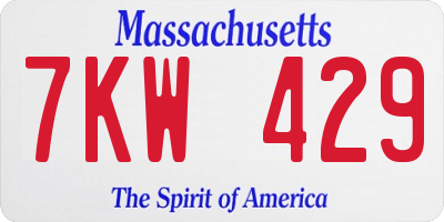 MA license plate 7KW429