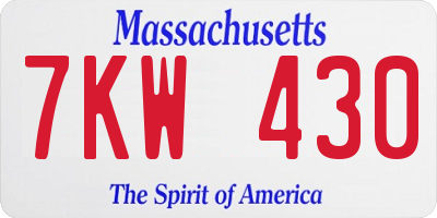 MA license plate 7KW430