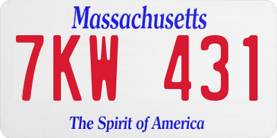 MA license plate 7KW431