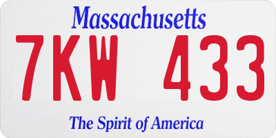 MA license plate 7KW433