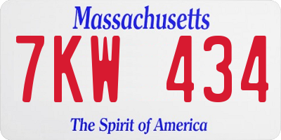 MA license plate 7KW434