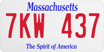MA license plate 7KW437