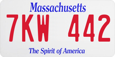 MA license plate 7KW442