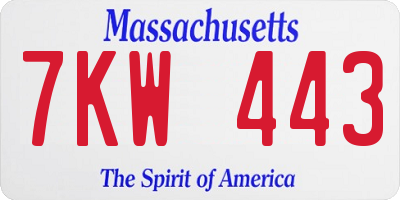 MA license plate 7KW443