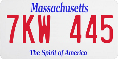 MA license plate 7KW445