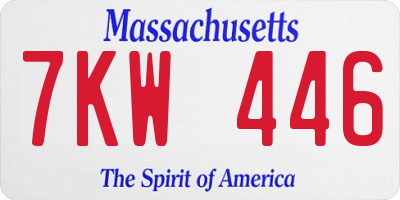 MA license plate 7KW446