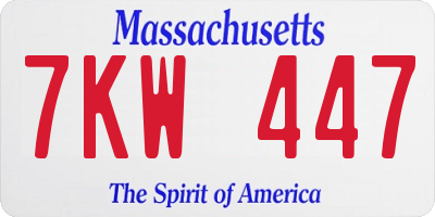 MA license plate 7KW447