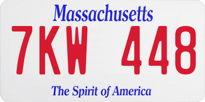MA license plate 7KW448