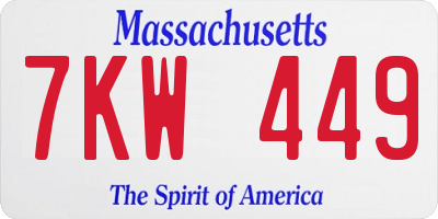 MA license plate 7KW449