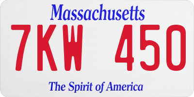 MA license plate 7KW450