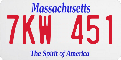 MA license plate 7KW451
