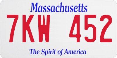 MA license plate 7KW452