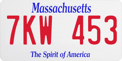 MA license plate 7KW453