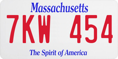 MA license plate 7KW454