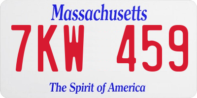MA license plate 7KW459