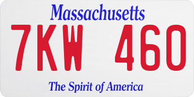MA license plate 7KW460