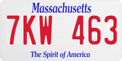 MA license plate 7KW463