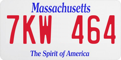 MA license plate 7KW464