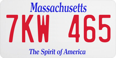 MA license plate 7KW465