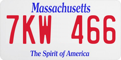 MA license plate 7KW466