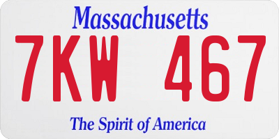 MA license plate 7KW467