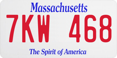 MA license plate 7KW468