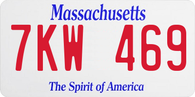 MA license plate 7KW469