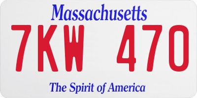 MA license plate 7KW470