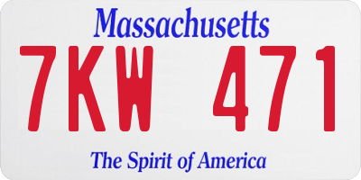 MA license plate 7KW471