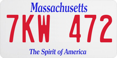 MA license plate 7KW472