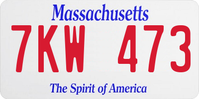 MA license plate 7KW473