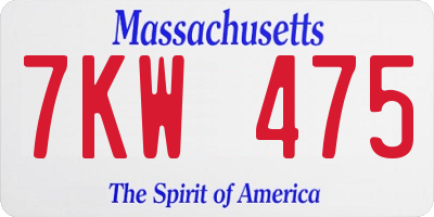 MA license plate 7KW475
