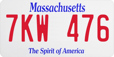 MA license plate 7KW476
