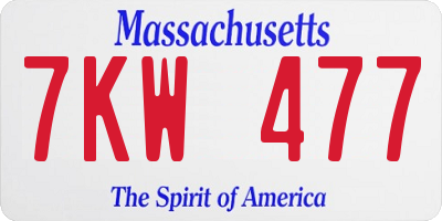 MA license plate 7KW477