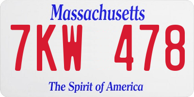 MA license plate 7KW478