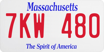 MA license plate 7KW480
