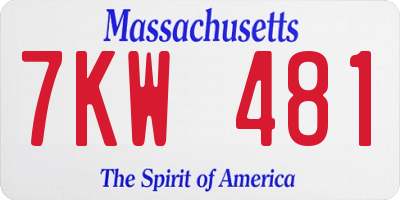 MA license plate 7KW481