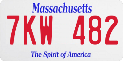 MA license plate 7KW482