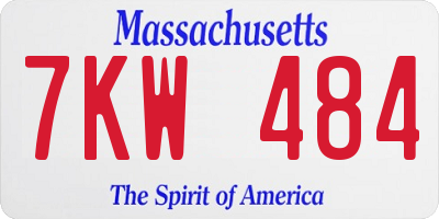 MA license plate 7KW484