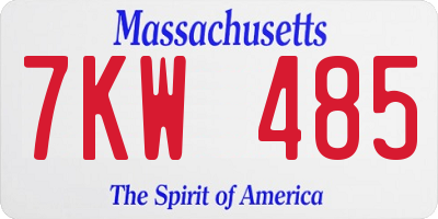 MA license plate 7KW485