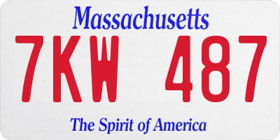 MA license plate 7KW487