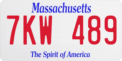 MA license plate 7KW489