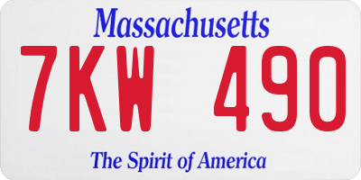 MA license plate 7KW490