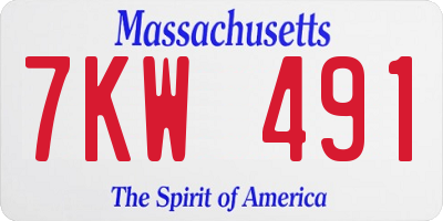 MA license plate 7KW491