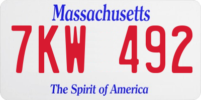 MA license plate 7KW492