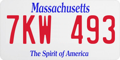 MA license plate 7KW493