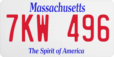 MA license plate 7KW496