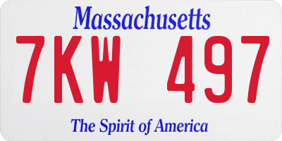 MA license plate 7KW497