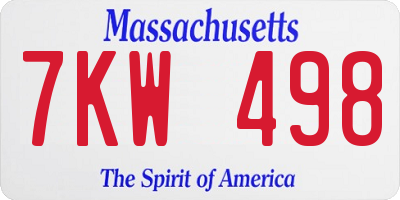 MA license plate 7KW498