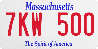 MA license plate 7KW500